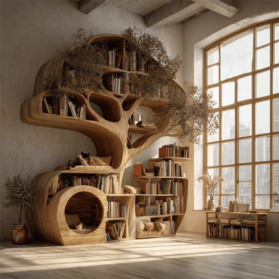 2-in-1 Tree-Shaped Cat Tree & Bookshelf suppliers